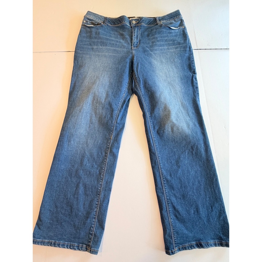 Est. 1946 Denim Womens Blue Mid Rise Straight Leg Jeans Size 16 Elastic Waist